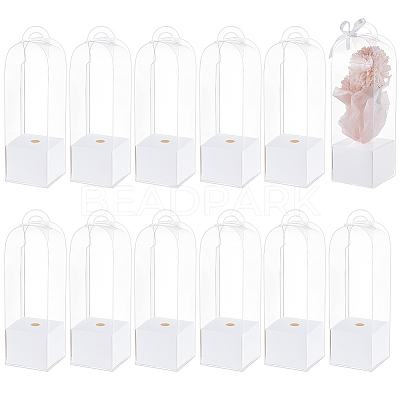 Transparent PVC Single Rose Flower Packaging Boxes ABAG-WH0045-32B-1