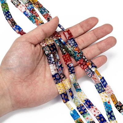 Rectangle Handmade Millefiori Glass Beads LK-R004-56-1