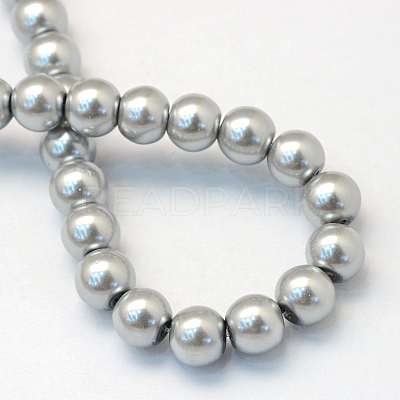 Baking Paint Pearlized Glass Pearl Round Bead Strands X-HY-Q003-10mm-34-1