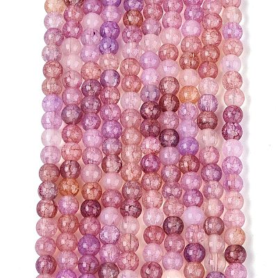 Ombre Effect Dyed Crackle Glass Beads Strands GLAA-Q106-01A-B22-1