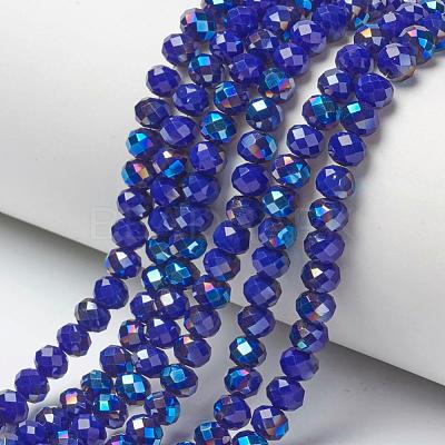 Electroplate Opaque Solid Color Glass Beads Strands EGLA-A034-P8mm-I14-1