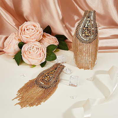 2Pcs Iron Chain Tassel Epaulettes FIND-HY0002-70-1