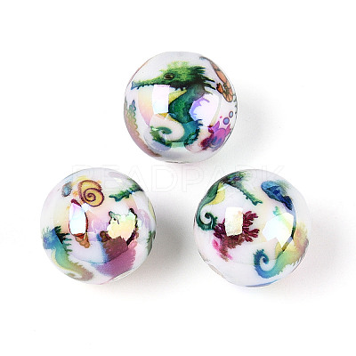 Ocean Theme Printed Opaque Acrylic Beads MACR-T048-07D-1
