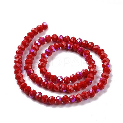 Electroplate Opaque Solid Color Glass Beads Strands EGLA-A044-P8mm-L22-1