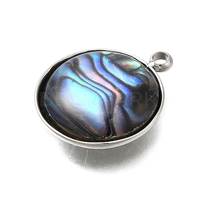 304 Stainless Steel Pave Natural Paua Shell Pendants STAS-Z125-01E-P-1