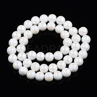 Electroplate Opaque Glass Beads Strands GLAA-T032-P8mm-AB02-1