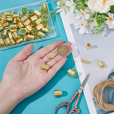 70Pcs 7 Styles Brass Column Compression Sleeves Ferrule KK-BC0015-15-1
