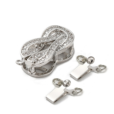 Brass Micro Pave Clear Cubic Zirconia Box Clasps X-KK-E084-28P-1