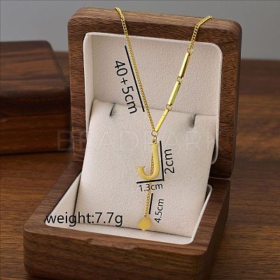 304 Stainless Steel Initial Pendant with Dice Tassel Necklaces FS-WGD823D-10-1