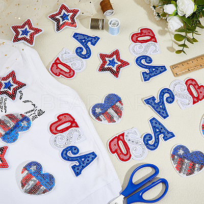 15Pcs 3 Styles Handicraft Beading Felt Appliques PATC-FH0001-24-1