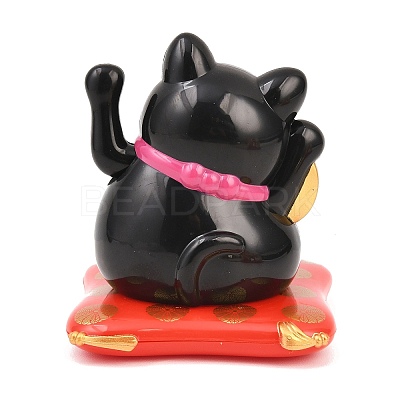 ABS Plastic Solar Powered Maneki-neko Figurines DJEW-B017-01A-04-1