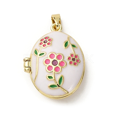 Brass Enamel Locket Pendants KK-F912-05B-G-1