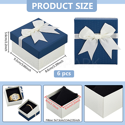 Paper with Polyester Bowknot Gift Boxes CON-WH0095-224A-1