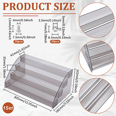 Transparent Acrylic 4 Layers Nail Polish Display Rack ODIS-UN0001-22E-1