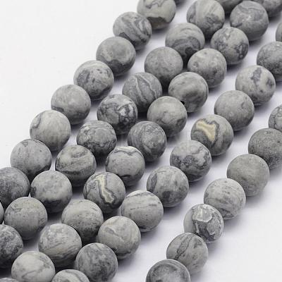 Natural Map Stone/Picasso Stone/Picasso Jasper Beads Strands G-F518-16-6mm-1