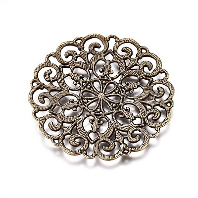 Tibetan Style Filigree Alloy Big Pendants TIBEP-M001-37AB-1