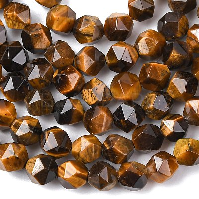 Faceted Natural Tiger Eye Beads Strands G-K066-01-6mm-01-1