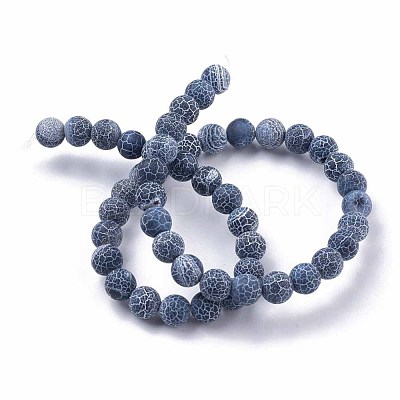 Frosted Natural Weathered Agate Beads Strands X-G-F367-8mm-05-1