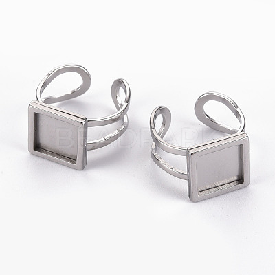 Non-Tarnish 201 Stainless Steel Cuff Pad Ring Settings X-STAS-S080-041A-P-1