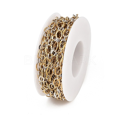 Two Tone 304 Stainless Steel Textured Oval Link Chains CHS-P028-11A-1