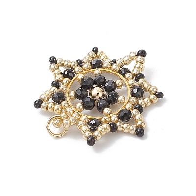 Glass Seed Beaded Snowflake Pendants PALLOY-MZ00953-01-1