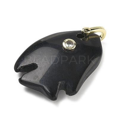 Natural Obsidian Carved Pendants G-G460-01G-04-1
