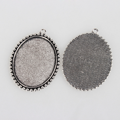 Vintage Tibetan Style Alloy Large Pendant Cabochon Bezel Settings TIBEP-O006-44AS-1