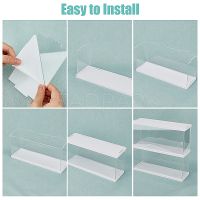 2-Tier Rectangle Transparent Acrylic Minifigures Display Case ODIS-WH0099-08B-1
