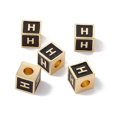 Rack Plating Brass Enamel Beads KK-B060-04G-01H-1