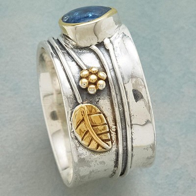 Teardrop & Flower & Leaf Pattern Alloy with Glass Finger Rings FS-WG58DE6-04-1