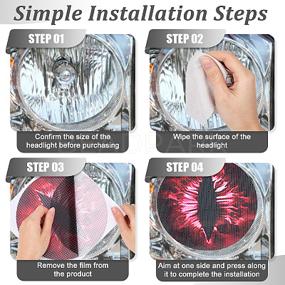 2 Sets Eye PVC Headlight Car Sticker AJEW-CP0006-12B-1