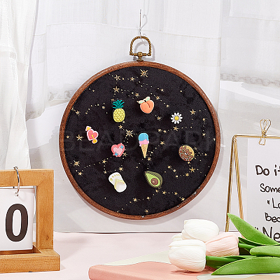 Flat Round Polyester & Acrylic Wall Mounted Brooch Organizer Display Boards AJEW-WH20006-30A-1