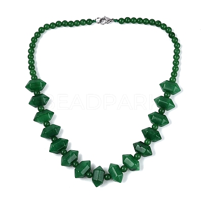 Natural Malaysia Jade Round & Cone Beaded Necklaces NJEW-N064-03H-1