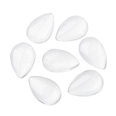 Transparent Teardrop Glass Cabochons X-GGLA-R024-30x20-1