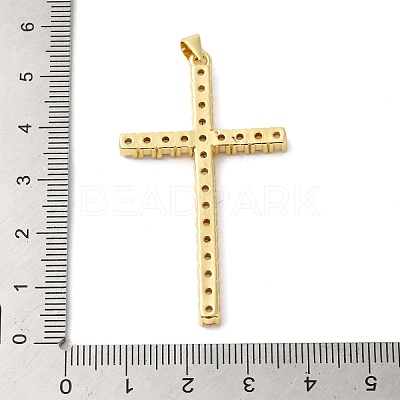 Rack Plating Brass Micro Pave Clear Cubic Zirconia Big Pendants KK-G488-08G-1