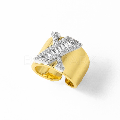 Brass Micro Pave Clear Cubic Zirconia Cuff Open Rings FS-WGA5D1D-24-1