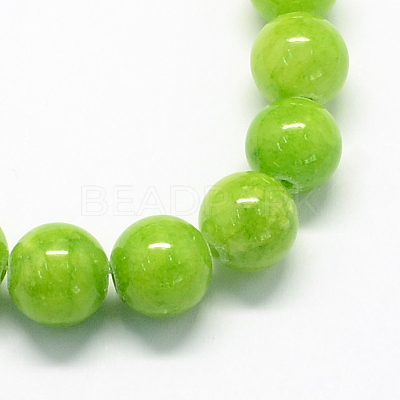 Natural Dyed Yellow Jade Gemstone Bead Strands X-G-R271-10mm-Y12-1