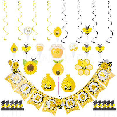 4Sets 4 Style Bees Theme Paper Cake Topper DIY-GA0002-29-1