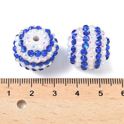 Striped Resin Rhinestone Beads OACR-A037-01B-1