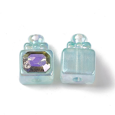 UV Plating Rainbow Iridescent Acrylic Beads PACR-M003-14-1