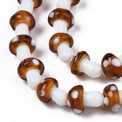Mushroom Handmade Lampwork Beads Strands X-LAMP-R116-24-1