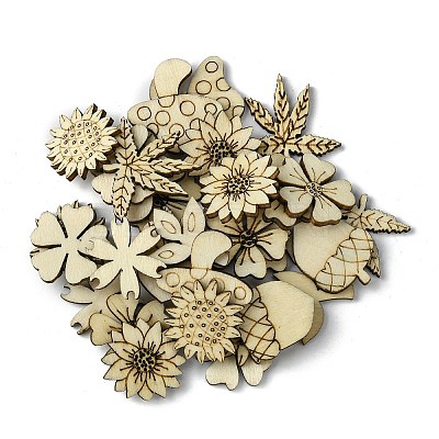100Pcs Wood Cabochons WOOD-G020-08-1