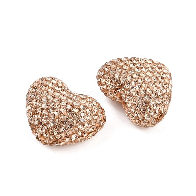 Heart Shaped Polymer Clay Rhinestone Beads CLAY-NH0002-02F-1