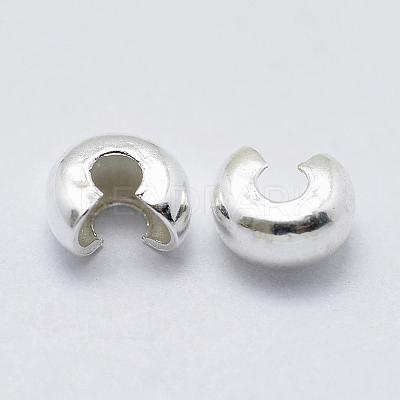 925 Sterling Silver Crimp Beads Cover STER-G027-27S-4mm-1