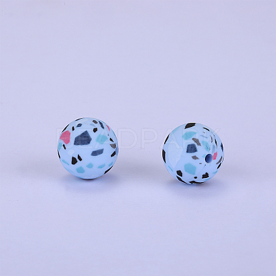 Printed Round Silicone Focal Beads SI-JX0056A-22-1
