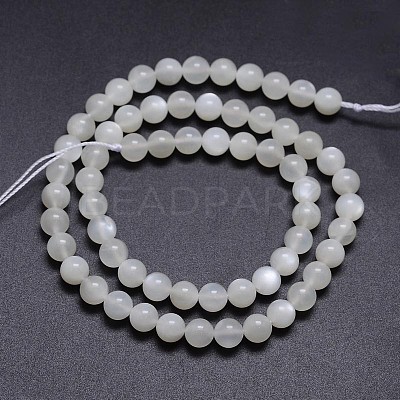 Natural White Moonstone Round Bead Strands G-M262-6mm-04-1