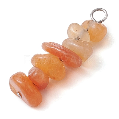 Gradient Color Natural Red Aventurine & Natural Sunstone & Natural Topaz Jade Chip Beaded Pendants PALLOY-JF02791-09-1