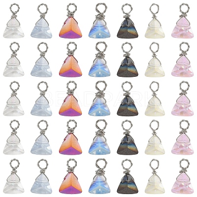 35Pcs 7 Colors Glass Pendants PALLOY-YW00222-1