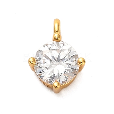 925 Sterling Silver Clear Cubic Zirconia Flat Round Charms STER-U009-07G-02-1