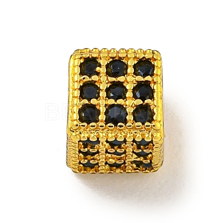 Brass Micro Pave Black Cubic Zirconia Beads KK-G493-37A-G02-1